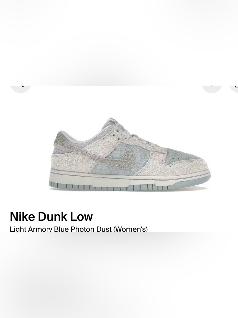 Nike Dunk Low in Light Armory Blue and Photon Dust